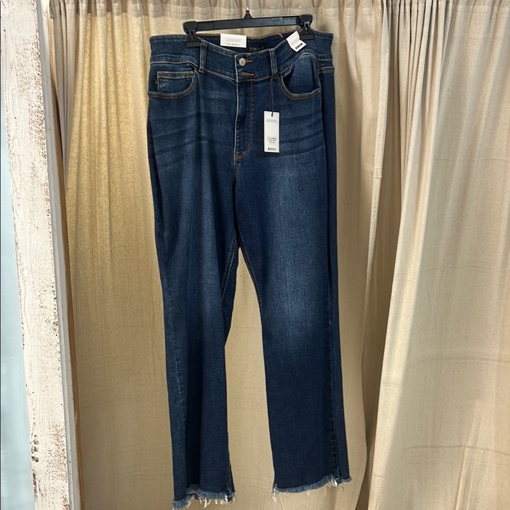 Dark Wash Boot Cut Frayed Hem Jeans - Judy Blue